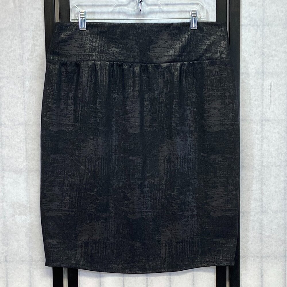 Apt. 9 Black Grey Textured Knit Pull-On Pencil Skirt Stretch Wide Waistband XL